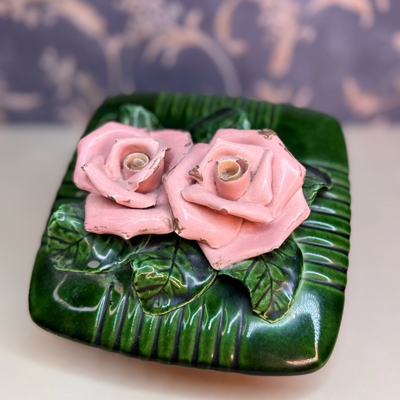 Vintage Valley Vista 153 California USA Pottery Rose Square Trinket Box with Lid - Picture 2 of 13